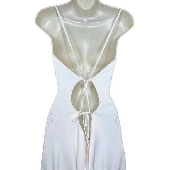 Rag & Bone Asher Backless Rib Knitted Dress Midi Length Ivory Size XL - Picture 8 of 12